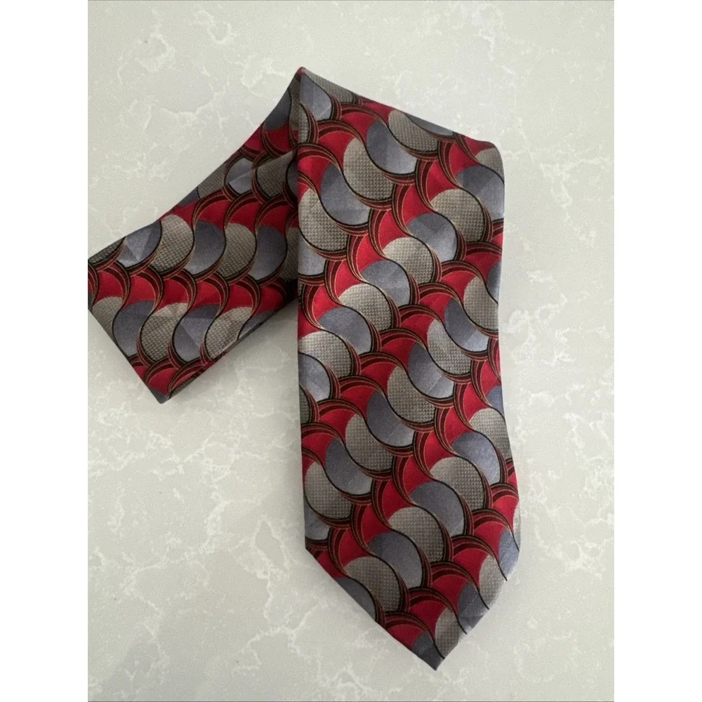 Jos. A. Bank  Silk‎ Geometric Tie Red Gray